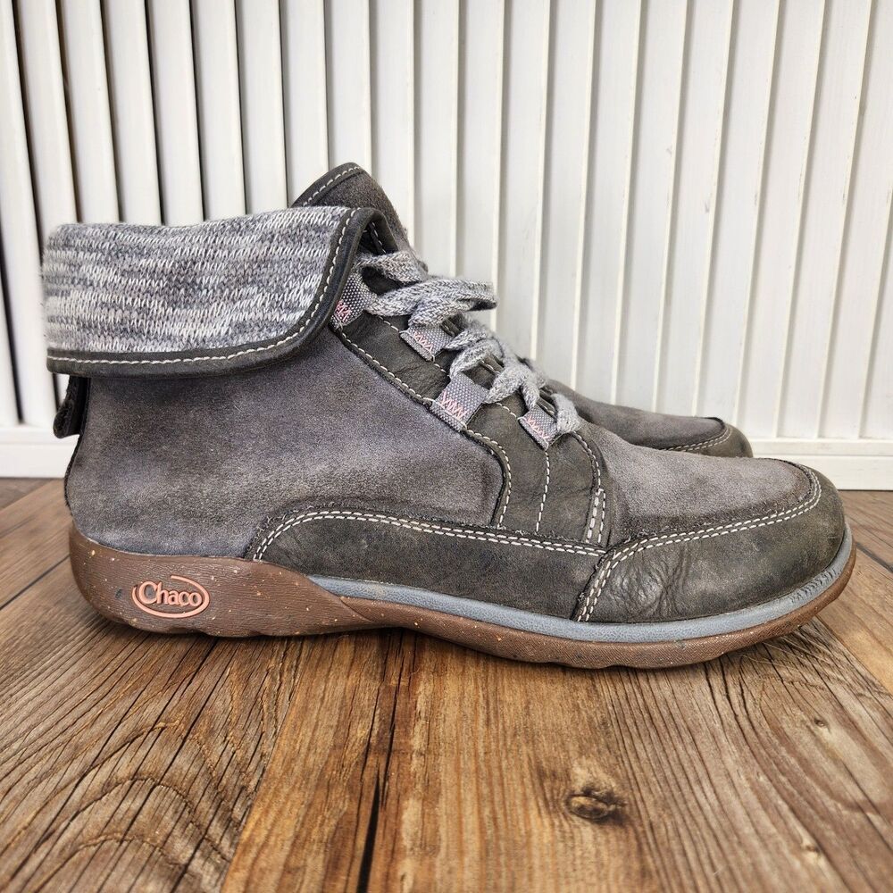 Chaco Barbary Castlerock Womens Sz 10 Gray Waterproof Hiking Suede Ankle Boots